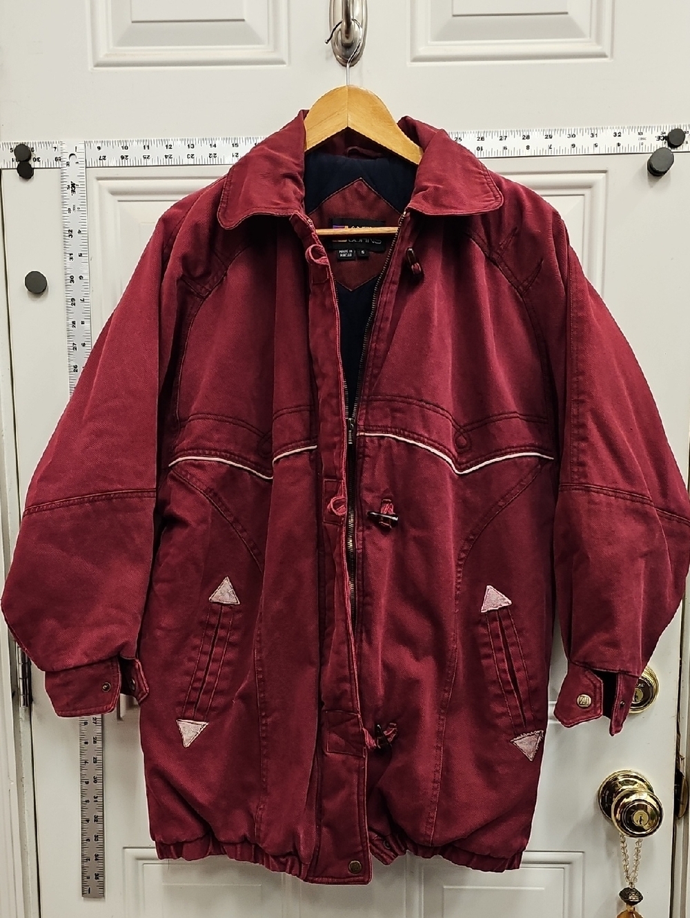 Men's, Vintage, Burgundy, Utility, Winter, Jacket, Relax, Retro, 90, 80s, Unisex
